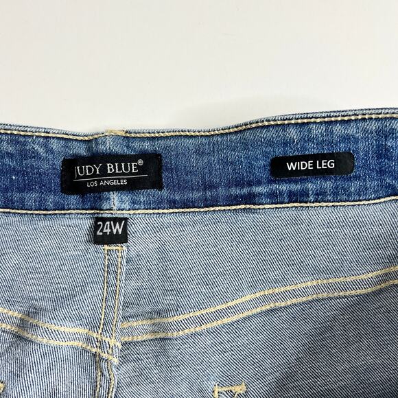 Judy Blue Mandy Wide Leg Cropped Stretch Denim Jeans Plus Size 24 - Picture 4 of 13